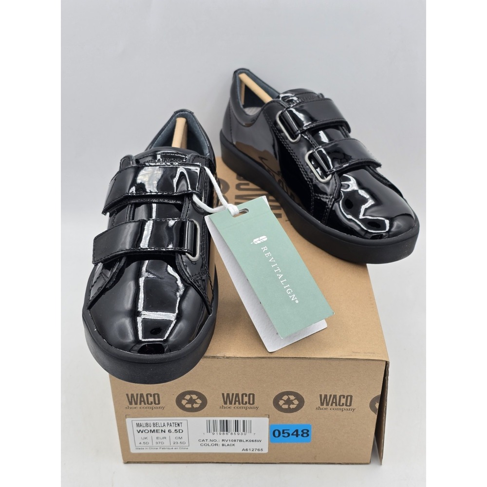 NEW Revitalign Orthotic Black Solid Sneakers Malibu Bella Patent Sz 6.5 D(M)